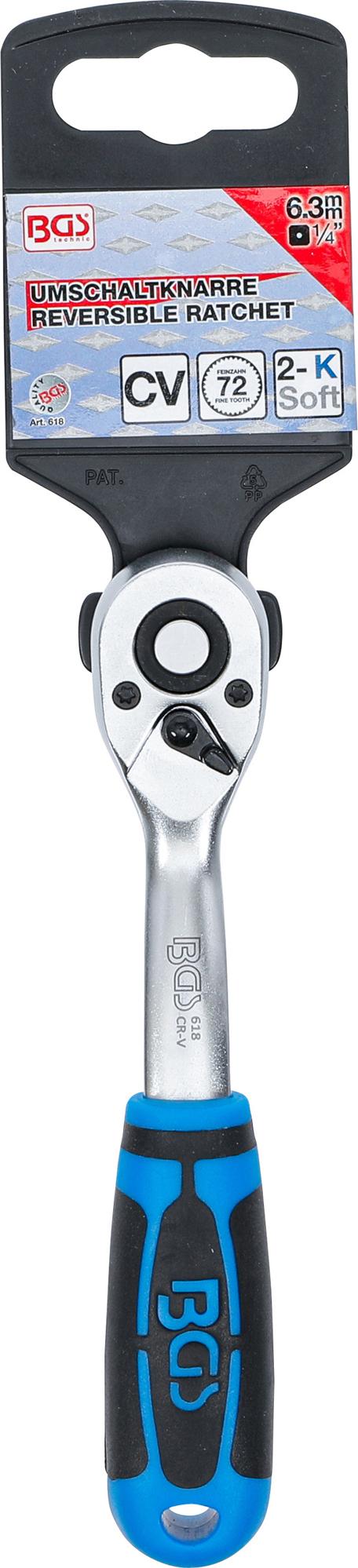 Rankena galvutėms terkšlinė | smulkūs dantukai | 6.3 mm (1/4") (618)