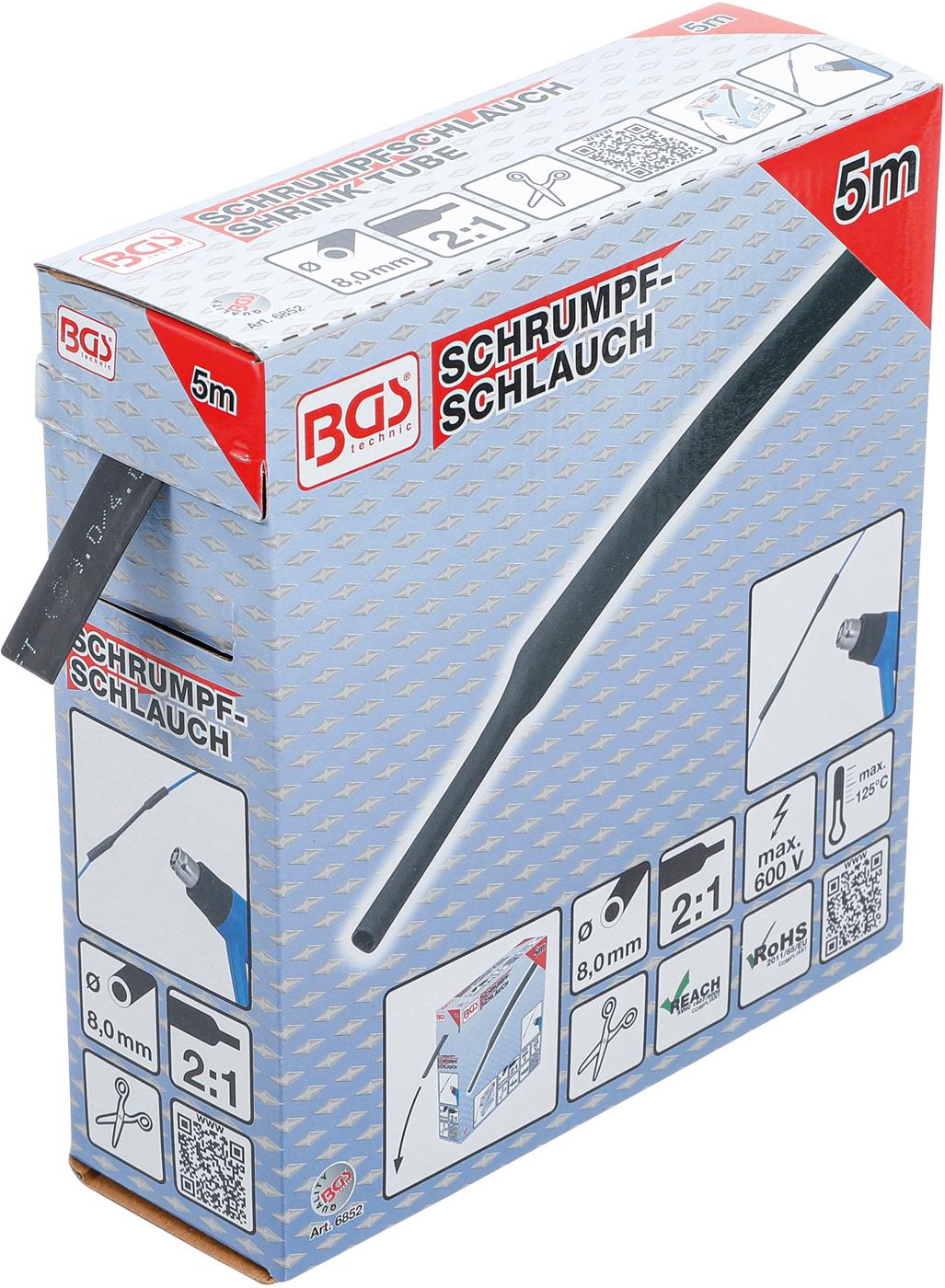 Termoizoliacinė žarnelė (kembrikas) juoda | dėžutė | Ø 8 mm | 5 m (6852)