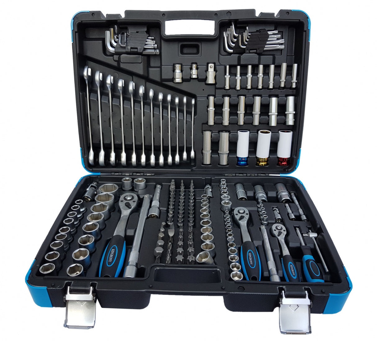 Įrankių rinkinys | Terkšliniai veržliarakčiai | 6.3 mm (1/4") / 10 mm (3/8") / 12,5 mm (1/2") | 176 vnt. (KR121176R)