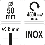 Diskinis šepetys su kotu | nerūdijantis plienas | INOX | 50 mm (YT-47565)