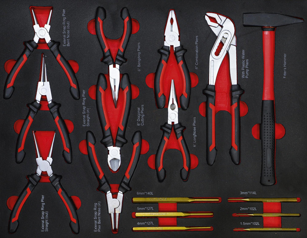 Įrankių spintelė ant ratukų | 6 stalčiai | 1 šoninės durys | 158 įrankiai (6055)