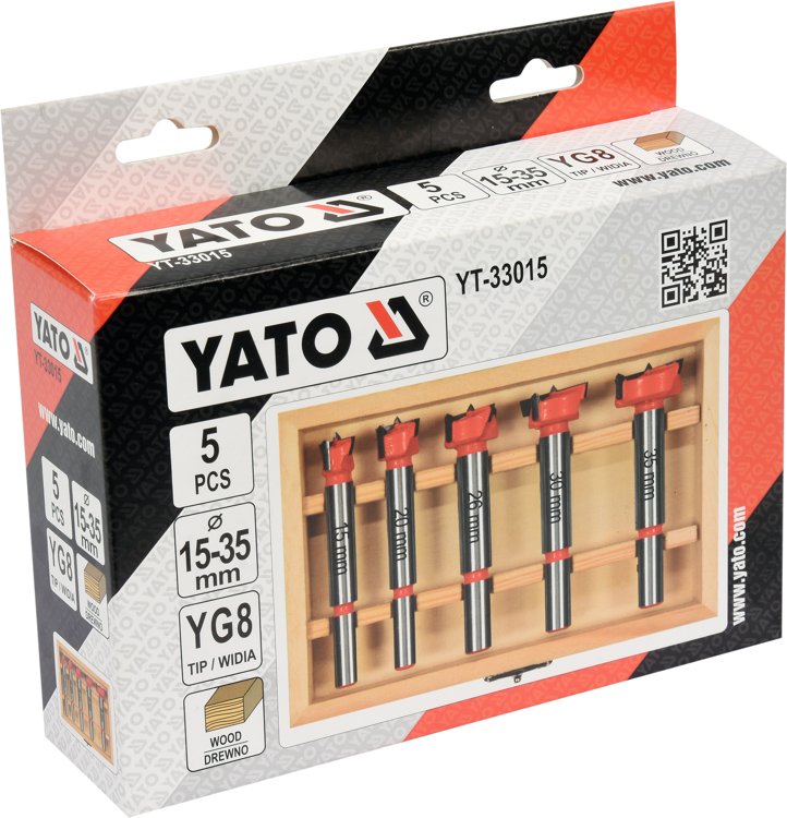 Grąžtų/frezų medžiui rinkinys | 15-35 mm | 5 vnt. (YT-33015)