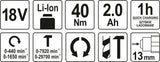 Akumuliatorinis smūginis gręžtuvas / suktukas | LI- ION 18V 2,0AH (YT-82788)