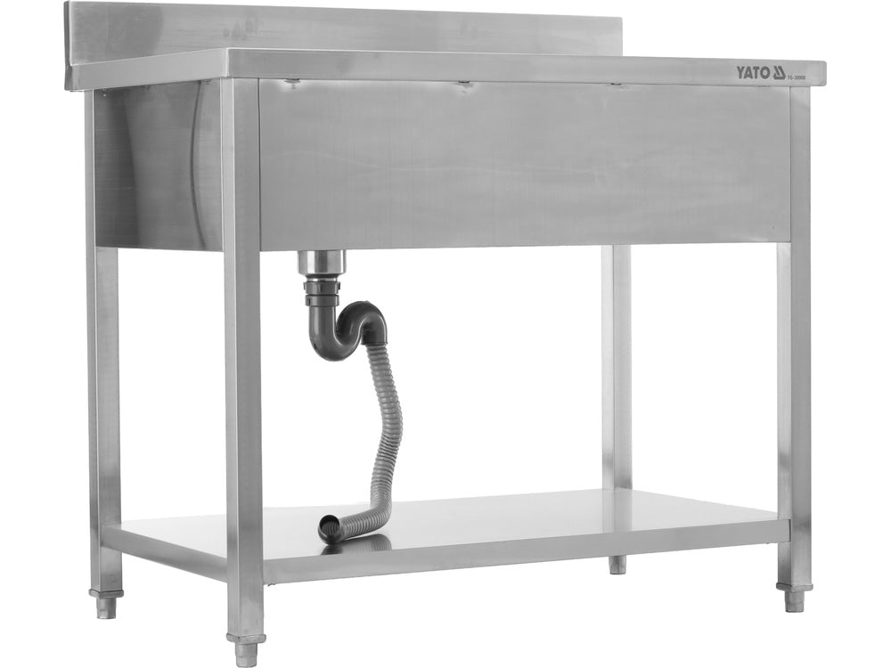 Nerūdijančio plieno stalas su praustuve | 100 x 60 cm (YG-30900)