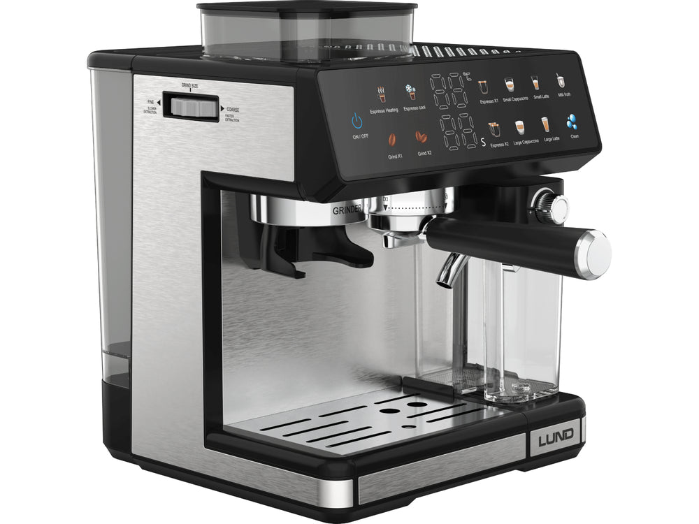 Slėginis kavos aparatas su pieno plakikliu ir kavos malūnėliu | 1350 W (68501)