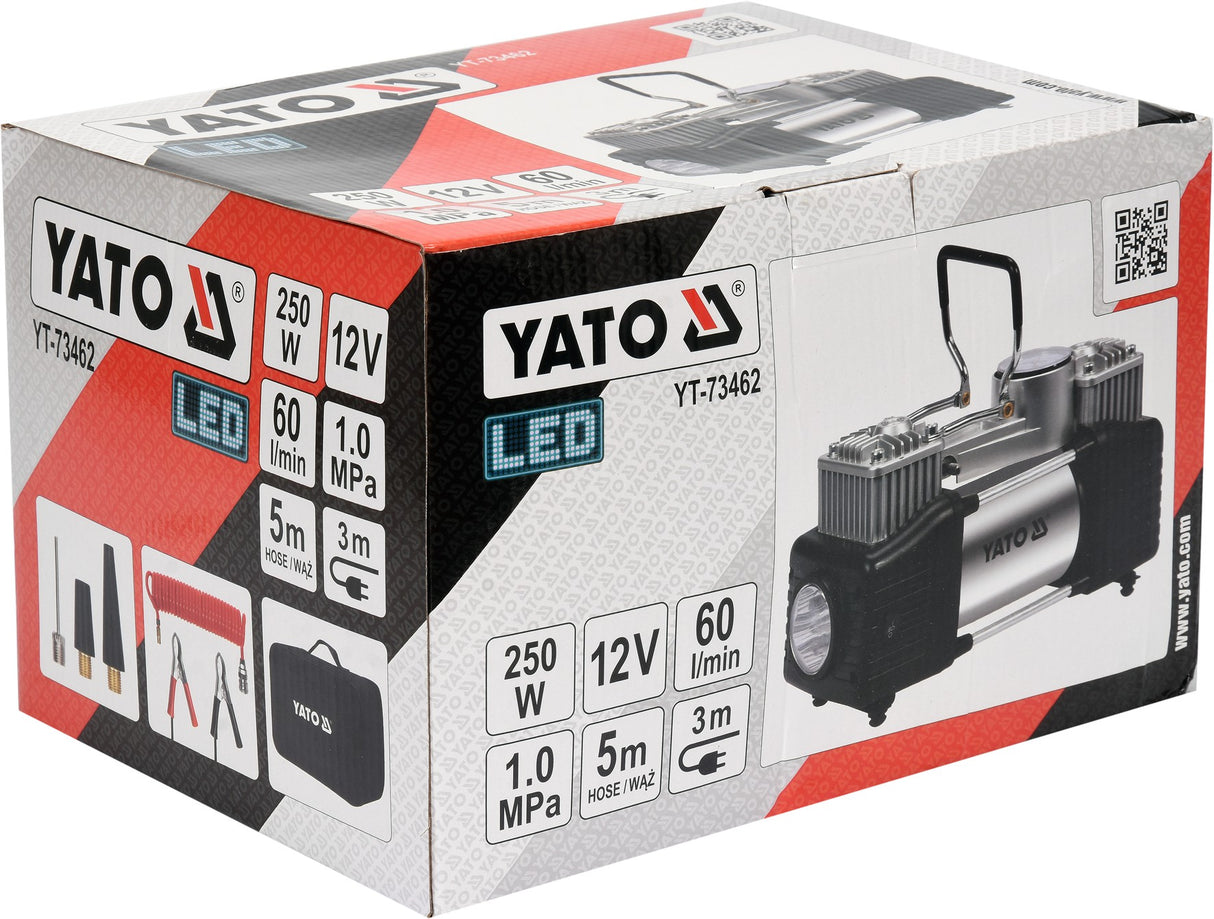 Kompresorius automobilinis | 2 cilindrai | Led lempa | 12V / 250W (YT-73462)