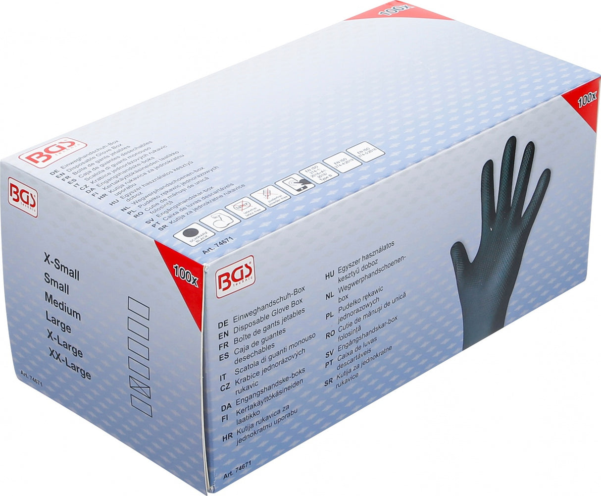 Vienkartinių pirštinių dėžutė | Nitrilas | su papildomu sukibimu | Gr. XL | 100 vnt. (74671)