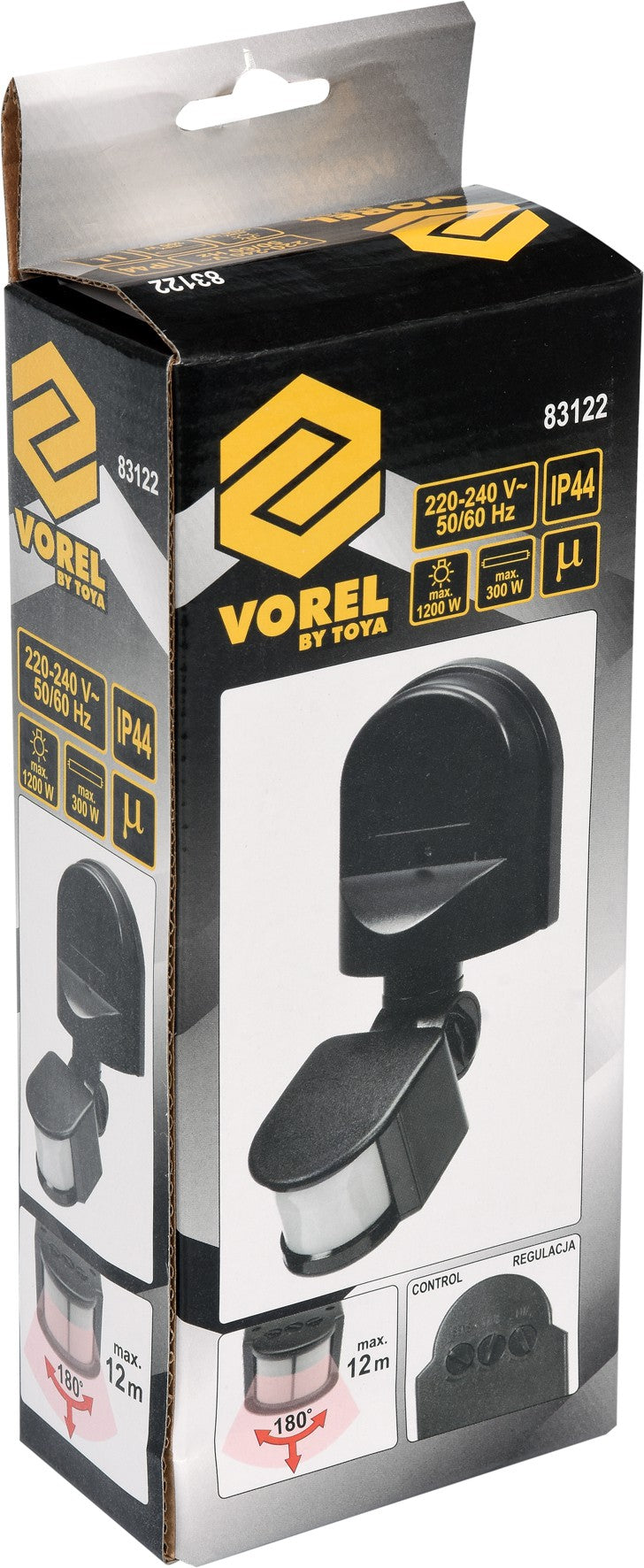 Judesio daviklis PIR IP44 juodas (83122)