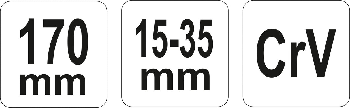 Raktas užmetamas su varžtu Cr-V, 15-35 mm (YT-01675)