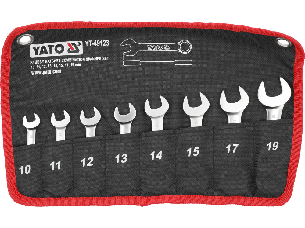 Terkšlinių raktų rinkinys | labai trumpi | 10 - 19 mm | 8 vnt. (YT-49123)