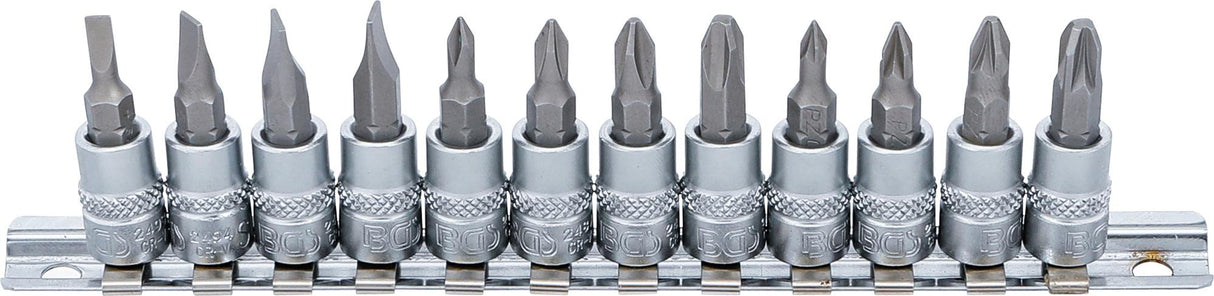 Įpresuotų antgalių rinkinys | 6.3 mm (1/4") plokšti SL, kryžminiai PH / PZ | 12 vnt.. (2163)