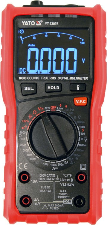 Universalus matuoklis su TRUE RMS funkcija | automatinis ir rankinis matavimas | LCD  9999 (YT-73097)