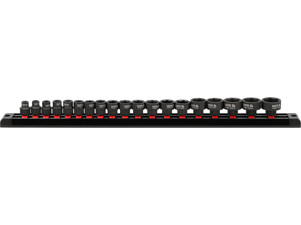 Smūginių galvučių rinkinys, šešiakampės | 9.5 mm (3/8") | 6 - 24 mm | 19 vnt. (YT-10249)