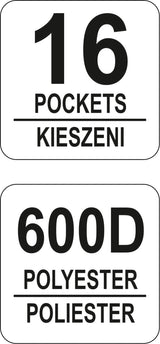 Krepšys įrankiams karkasinis su nailono rankena 12", 16 kišenių (YT-74370)