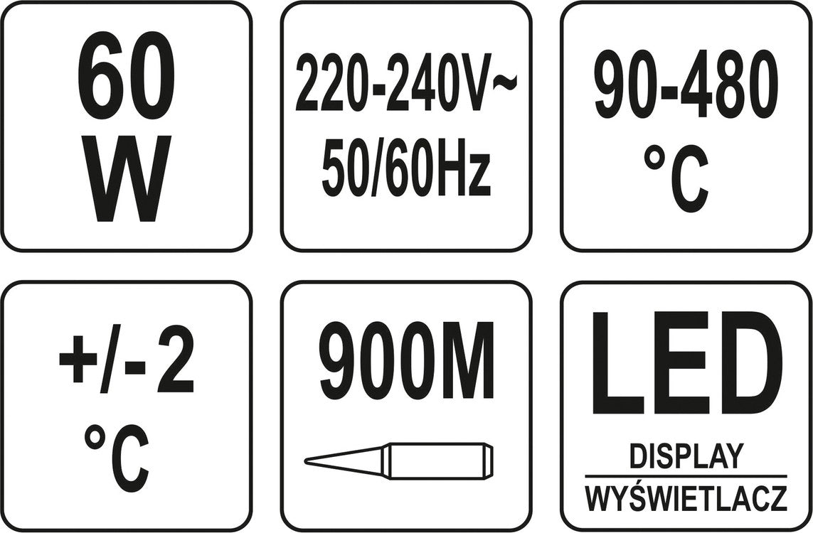 Litavimo stotelė su skaitmeniniu LED ekranu | 900 mm | 60 W (YT-82460)