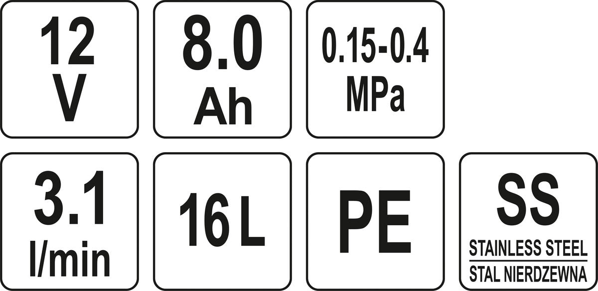 Akumuliatorinis kuprinis purkštuvas | 8 Ah | 12V | 16 l (89610)