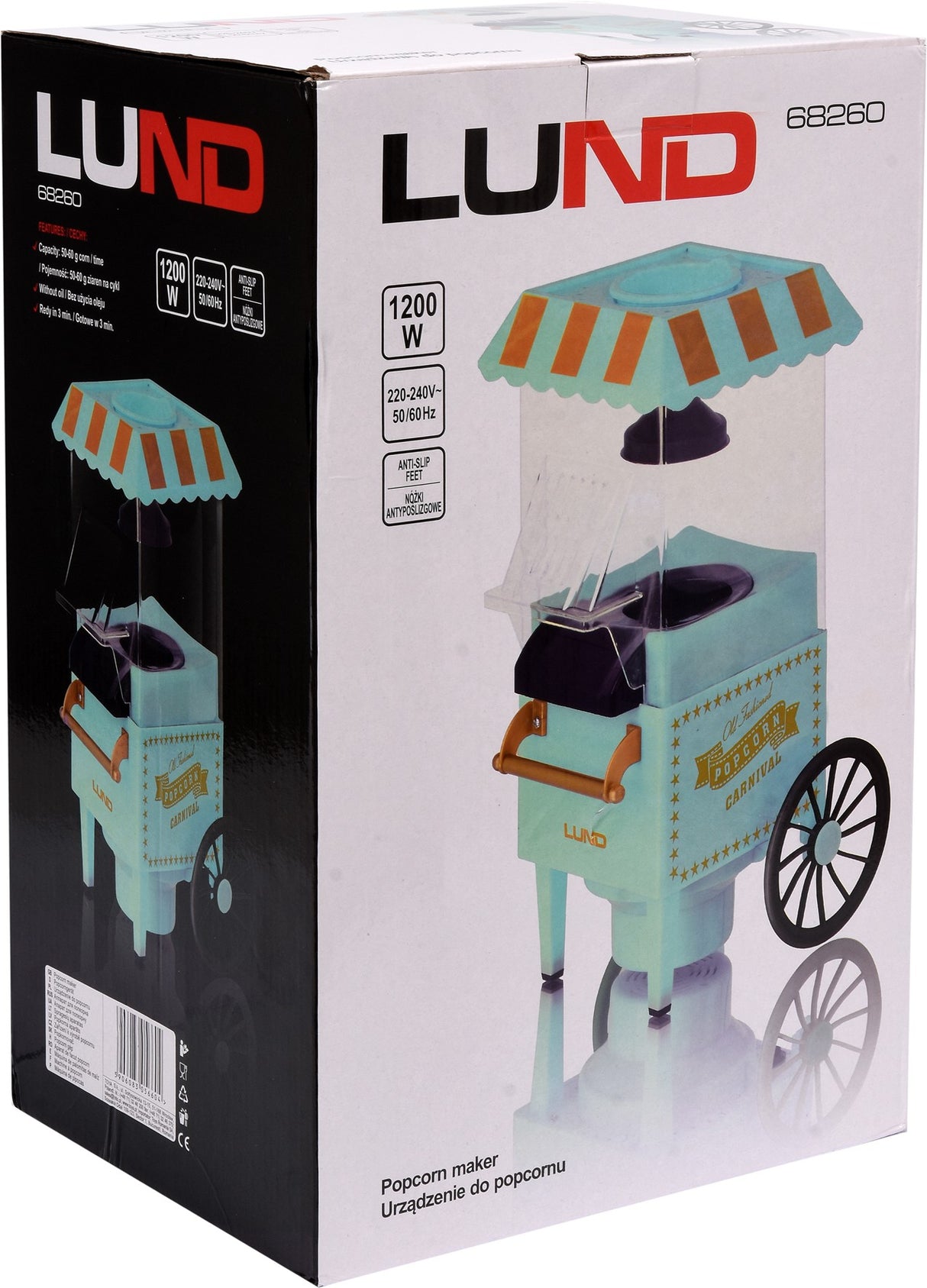 Spragėsių / Popcorn / gaminimo aparatas | ant ratukų | 1200 W (68260)
