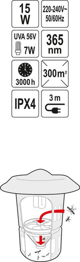 INSECT KILL. LAMP WITH FAN,UV-A,15W,IPX4 (67013)