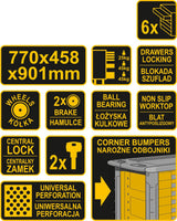 Įrankių spintelė ant ratukų | 6 stalčiai (58539)