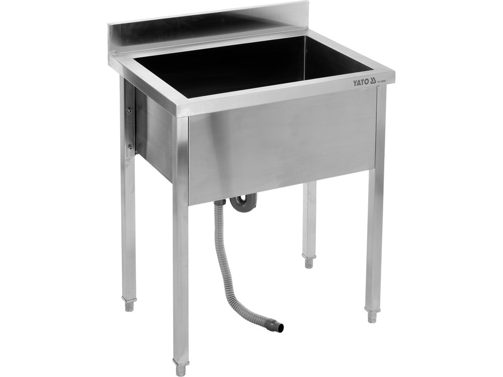 Стол из нержавеющей стали с просторной мойкой / раковиной 60 x 60 cm