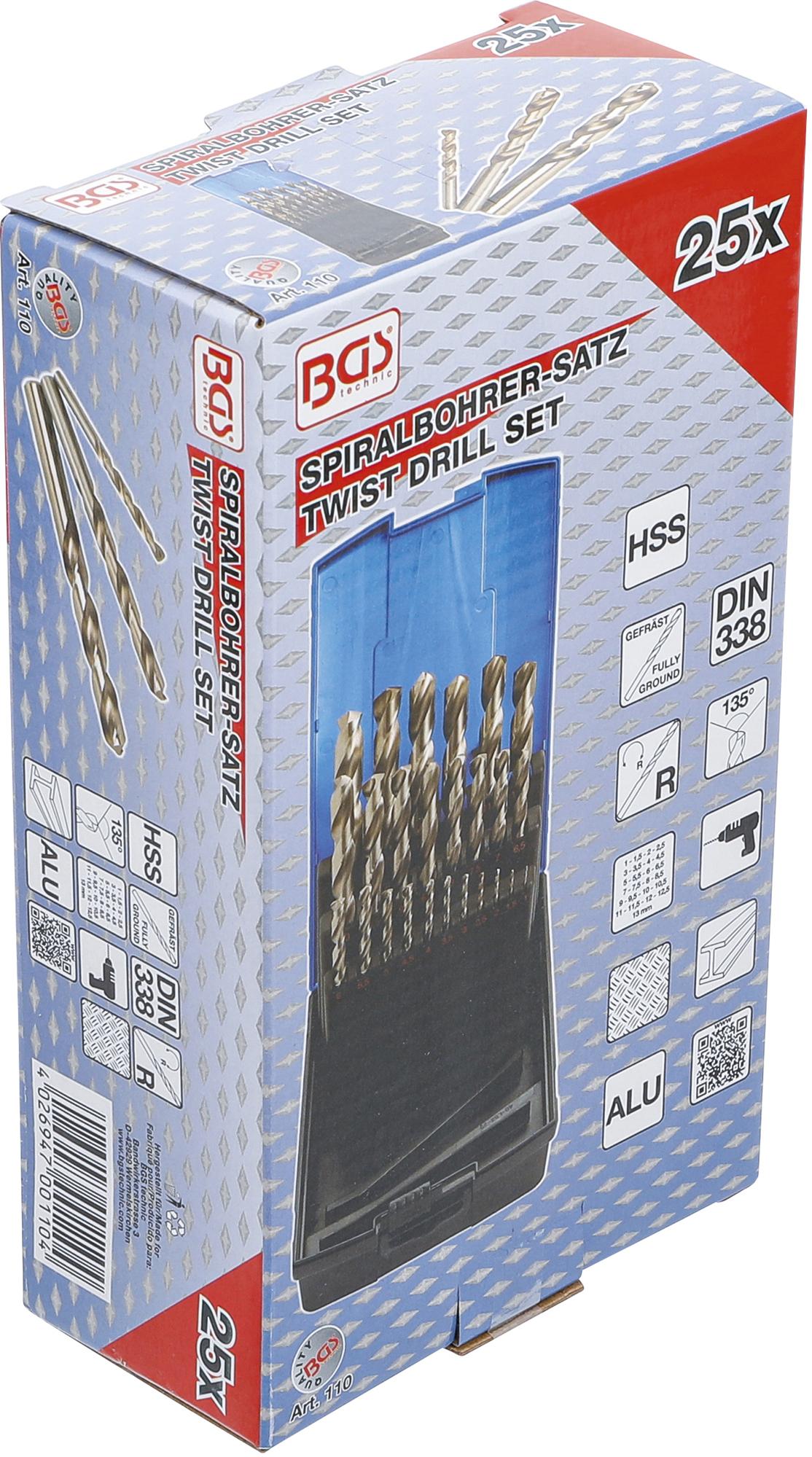 Grąžtų komplektas HSS | Ø 1 - 13 mm | 26 vnt (110)