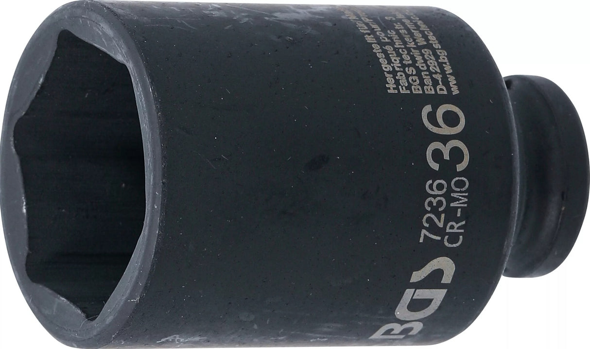 Galvutė smūginė šešiakampė ilga | 12,5 mm (1/2") | 36 mm (7236)