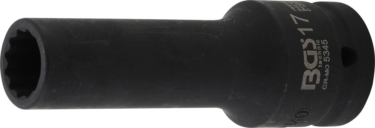 Smūginė galvutė ilga | 12 kampų | 20 mm (3/4") | 17 mm (5345)