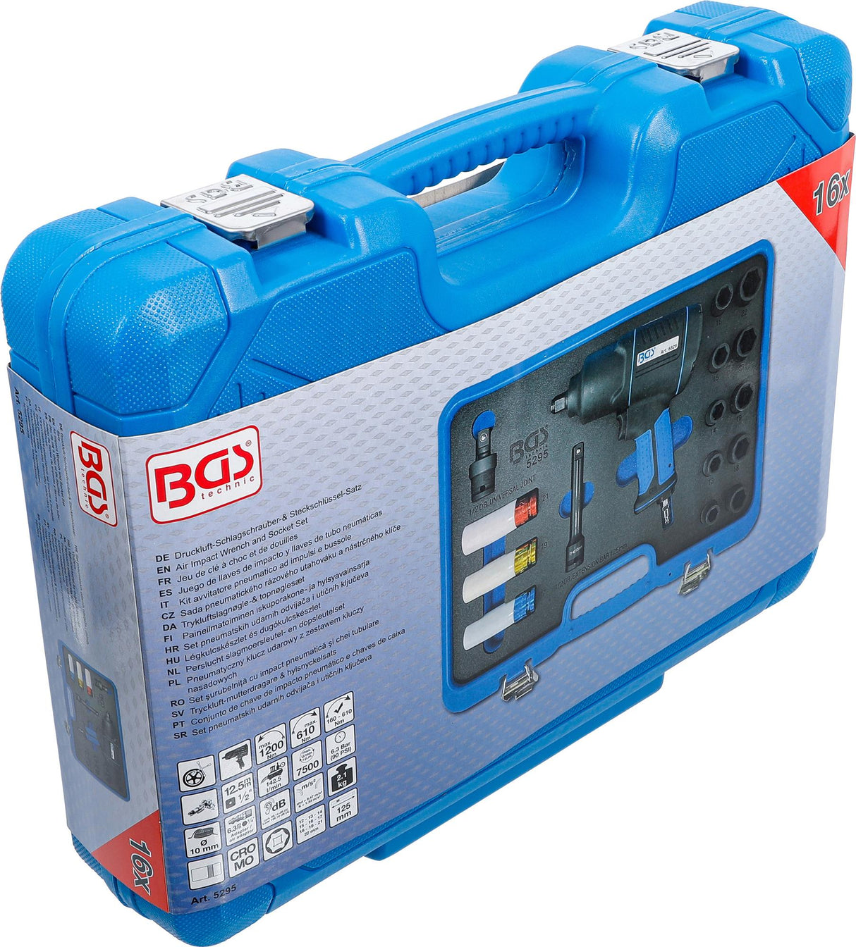 Smūginio veržliarakčio komplektas | 12,5 mm (1/2") | 1200 Nm | 16 vnt. (5295)