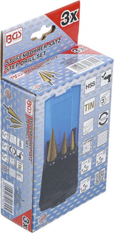 Grąžtai skylės (pa)platinimui pakopiniai | Titano nitridas | Ø 4 - 30 mm | 3 vnt. (1624)