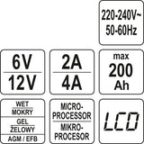 Pakrovėjas 6 V ir 12 V akumuliatorių įkrovimui | 6V/2A 12V/4A (YT-83000)