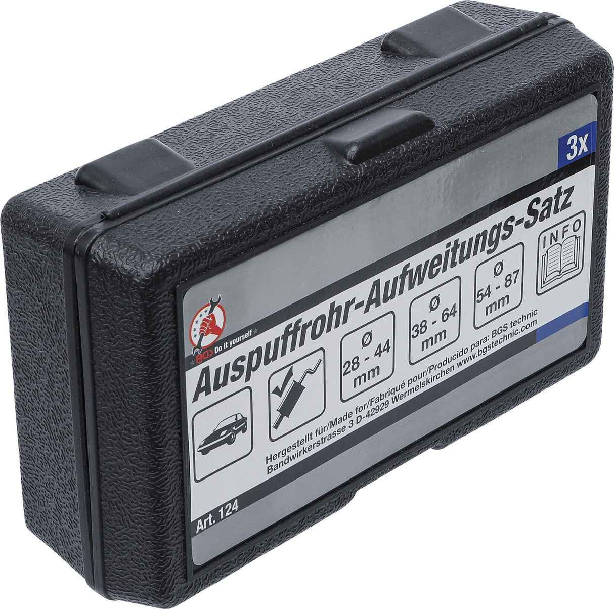 Išmetimo vamzdžių / duslintuvų plėtiklių komplektas | 3 vnt. (124)