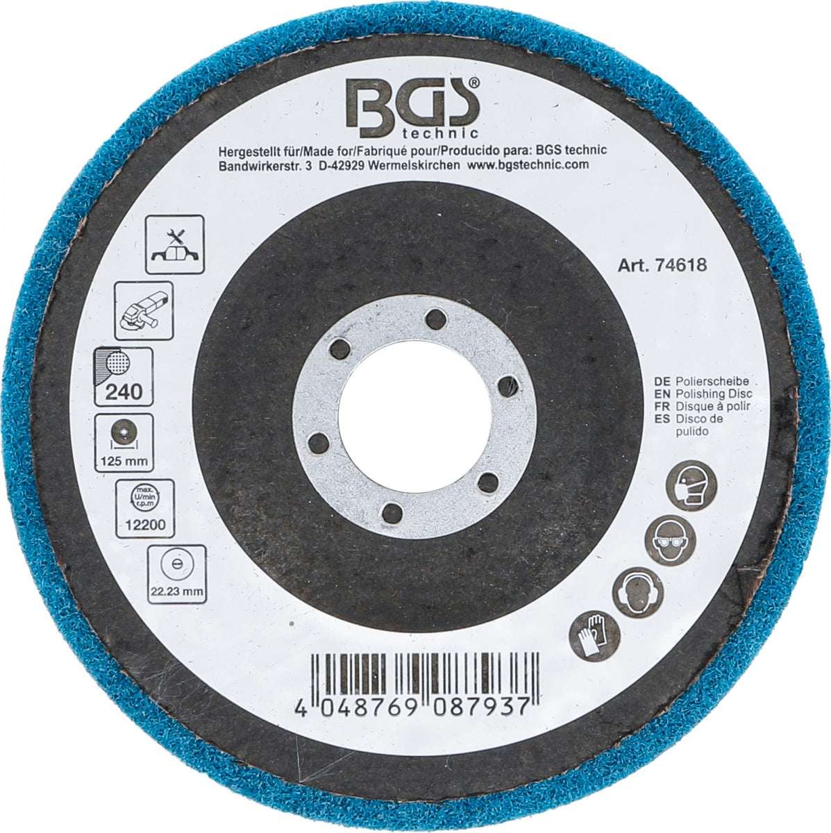 Poliravimo diskas | Aliuminio oksidas | Ø 125 mm | Grūdelių dydis 240 (74618)