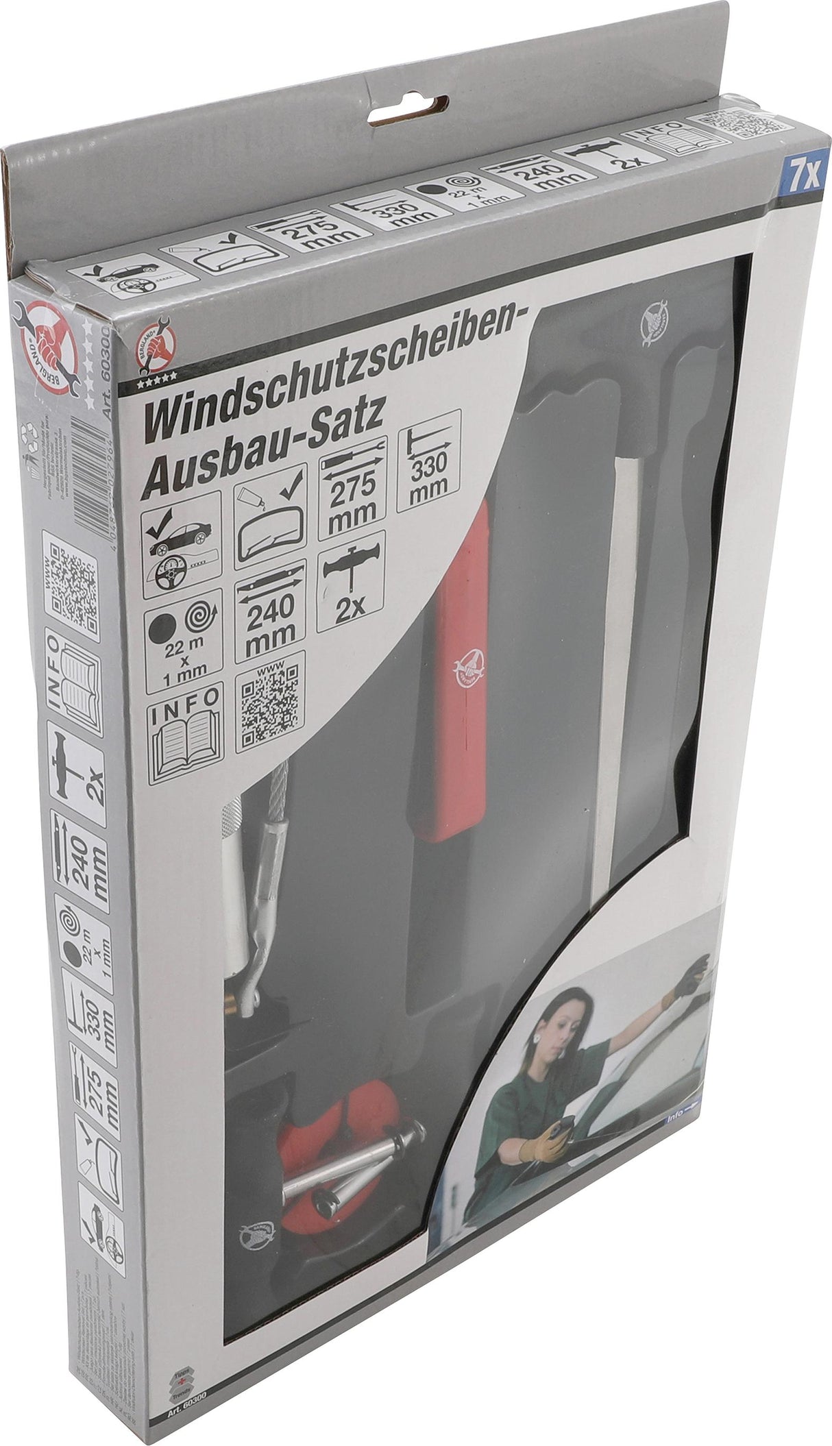 Įrankiai automobilinio stiklo demontavimui | 7 vnt. (60300)