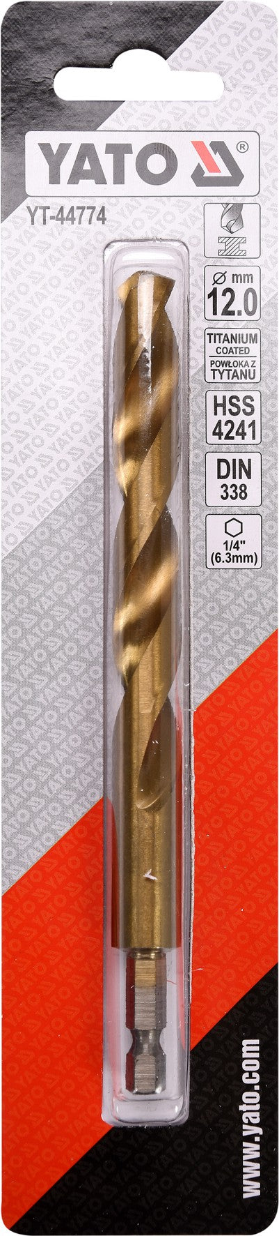 Grąžtas metalui su Hex 6.3 mm (1/4") galu HSS-TiN | 12.0 mm (YT-44774)