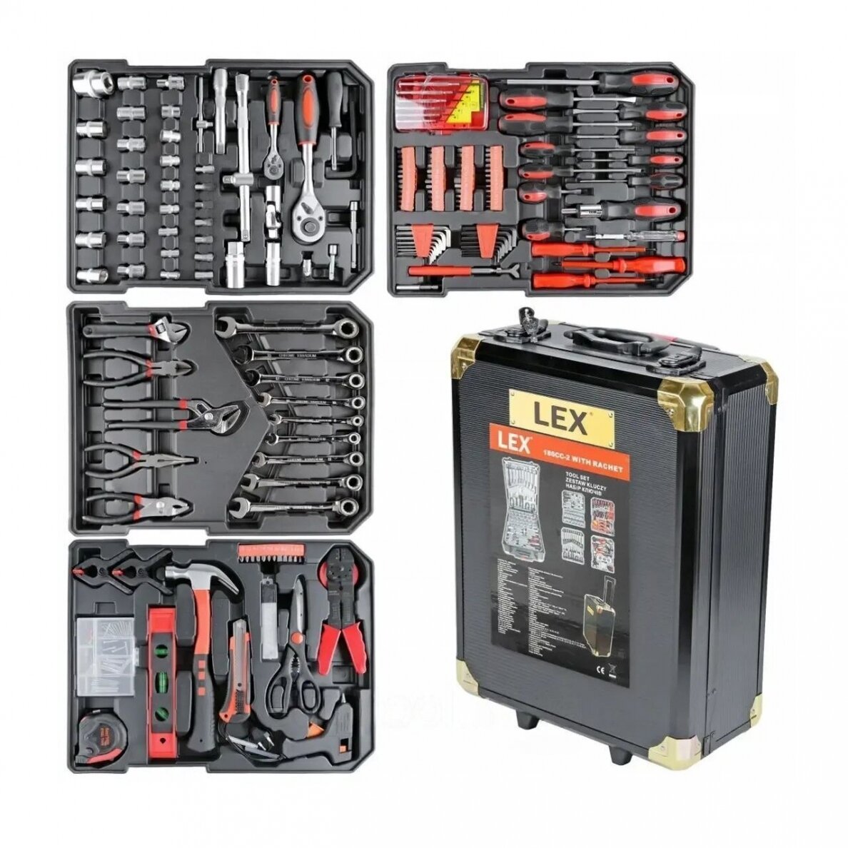 TOOL SET IN ALUMINUM CASE | RATCHETING WRENCHES | WITH WHEELS | 188 PCS. (SK58288)