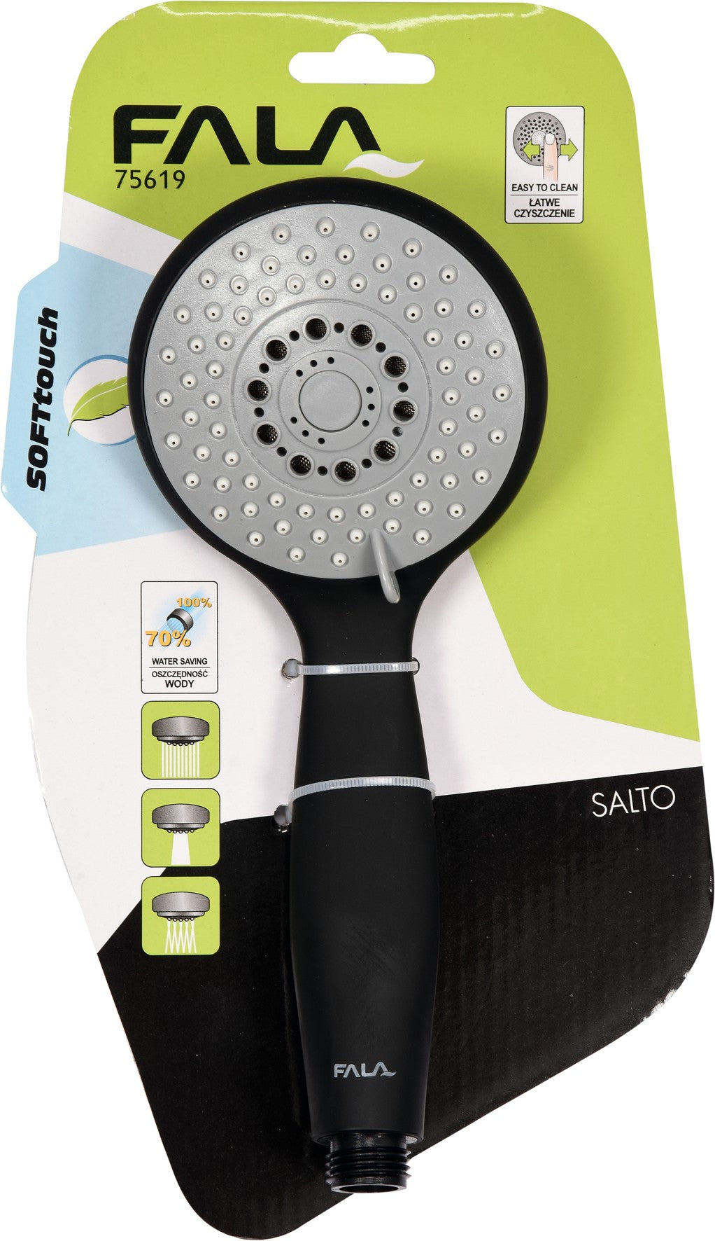 Dušo galvutė 3-jų funkcijų, juoda "Salto black" (75619)