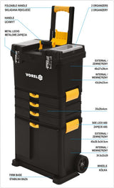 Dėžė įrankiams su ratukais | 3-jų dalių (78736)