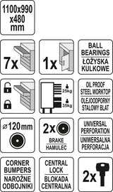 Įrankių spintelė ant ratukų | 7 stalčiai / 1 durelės (YT-09033)
