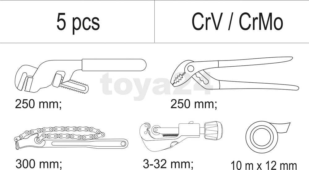 Įrankių rinkinys santechnikai su padėklu Nr.2 (YT-55481)