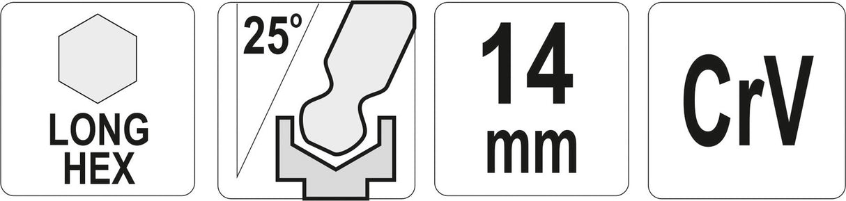 L tipo raktas | ilgas | hex šešiakampis su šarnyru | 14,0 mm (YT-05464)