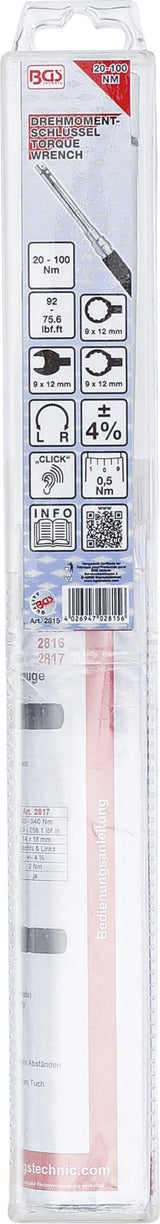 Dinamometras | 9 x 12 mm įstatomiems įrankiams | 20 - 100 Nm (2815)