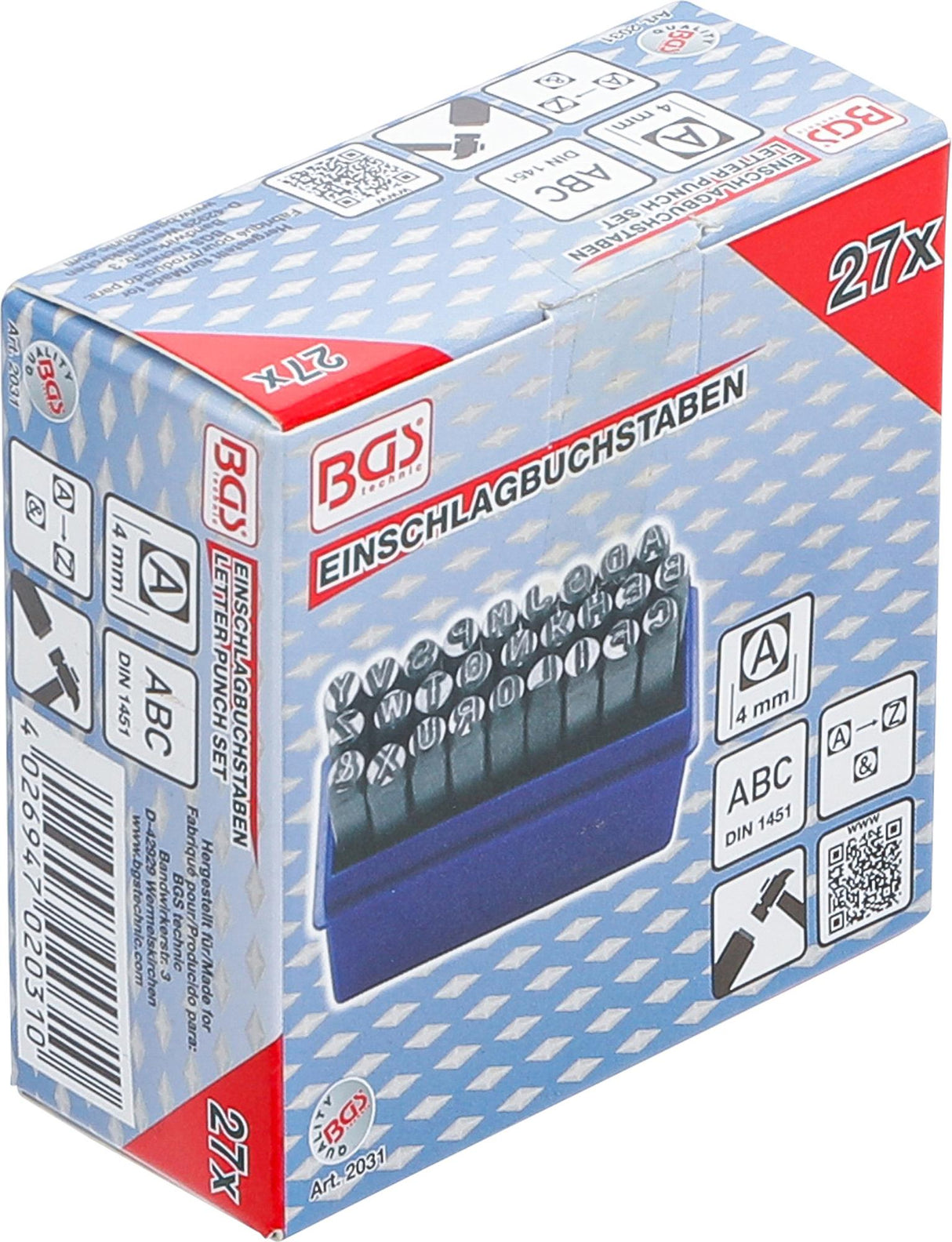 Raidžių išmušėjų rinkinys A iki Z | 4 mm (2031)