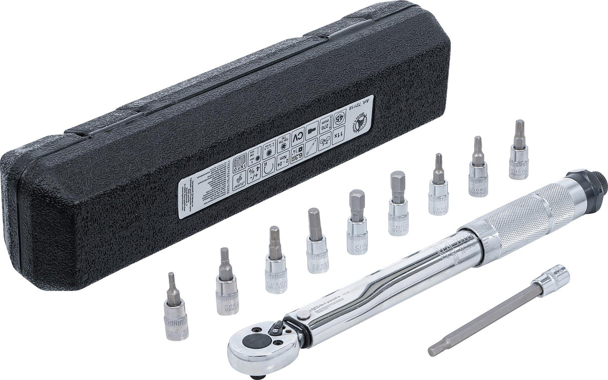 Sukimo momento veržliarakčių rinkinys | 6,3 mm (1/4") | 2–24 Nm | 11 vnt. (72118)