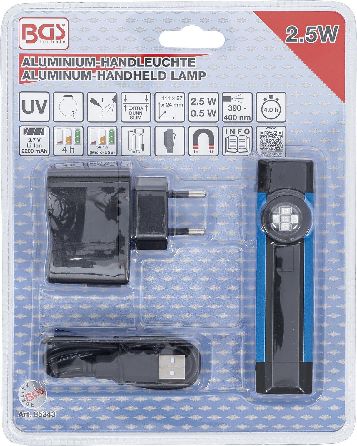 UV-алюминиевая ручная лампа | 2,5 W