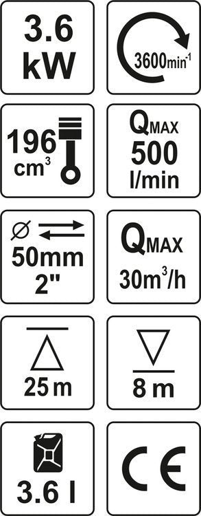 Benzininis vandens siurblys | 2" 5,9HP 36M3/h (YT-85401)