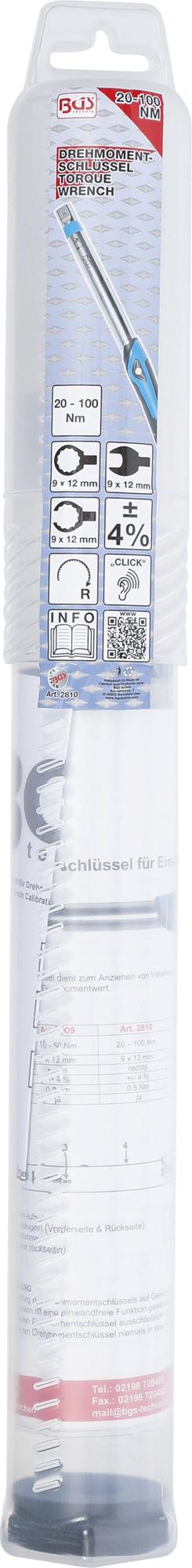 Dinamometras | 9 x 12 mm įstatomiems įrankiams | 20 - 100 Nm (2810)