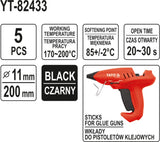 Karštų klijų lazdelių rinkinys 11,2x200mm 5vnt. juodos (YT-82433)