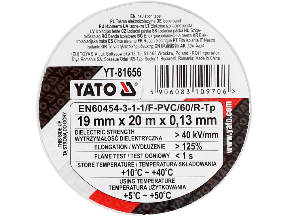 Izoliacija balta | 19 mm X 20 m X 0.13 mm (YT-81656)