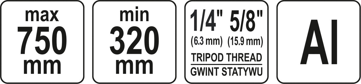 Stovas trikojis | aliuminis | 75 cm (YT-30473)