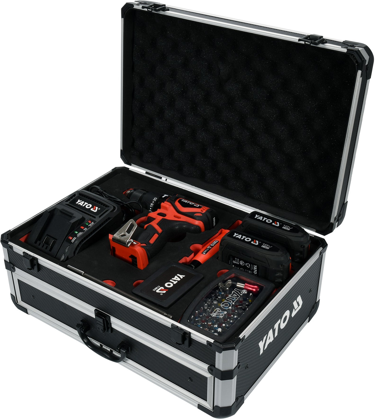 Akumuliatorinis bešepetėlinis gręžtuvas / suktukas | su rinkiniu 18V, 2 akum. | 126 vnt. (YT-44250)